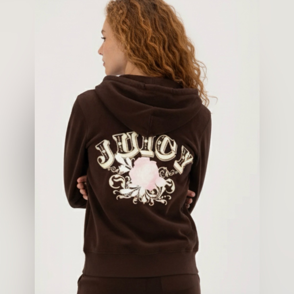 Juicy Couture Maroon Fleece Zip Track Jacket. Swipe For Pics.